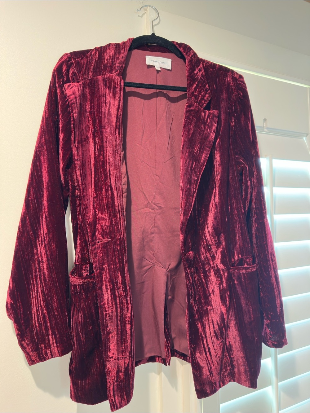 Dear John Burgundy Velvet Blazer